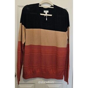 Market & Spruce Sweater Eyelet Green Beige Orange Women's XXL